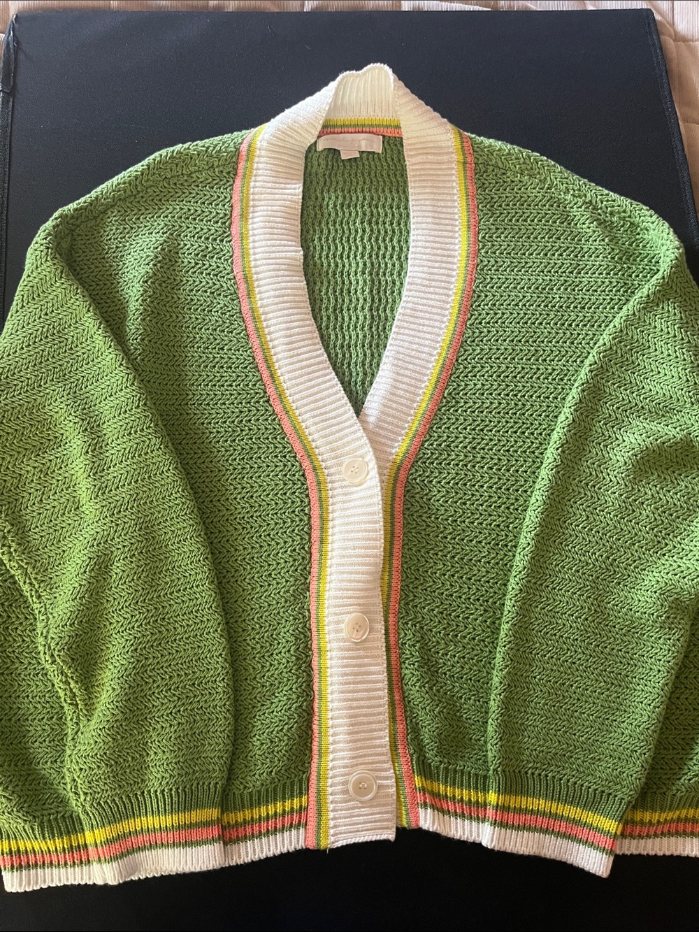 Spiritual Gangster Green Knit Button-Front Women's Cardigan size XL like new